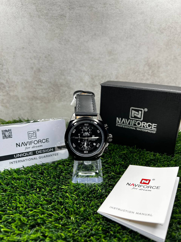 ساعت مردانه naviforce شماره مدلnf8075 جنس بند چرم اصل