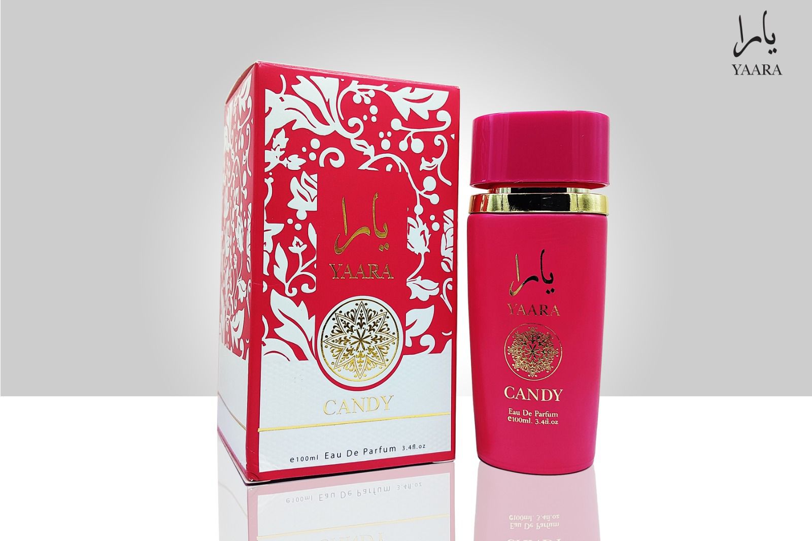 عطرادکلن یارا مدل candy(سرخابی)ازشرکت تی آر آی ۱۰۰ میل زنانه